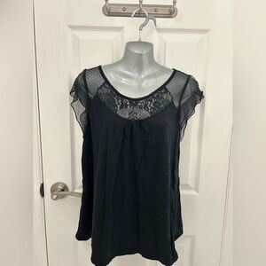 Vintage Gap, Black Lace Topped Shirt, Sz L